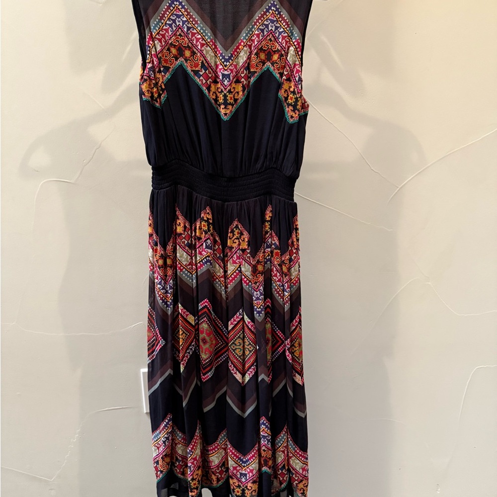 Elegant Multicolor Geometric Midi Dress